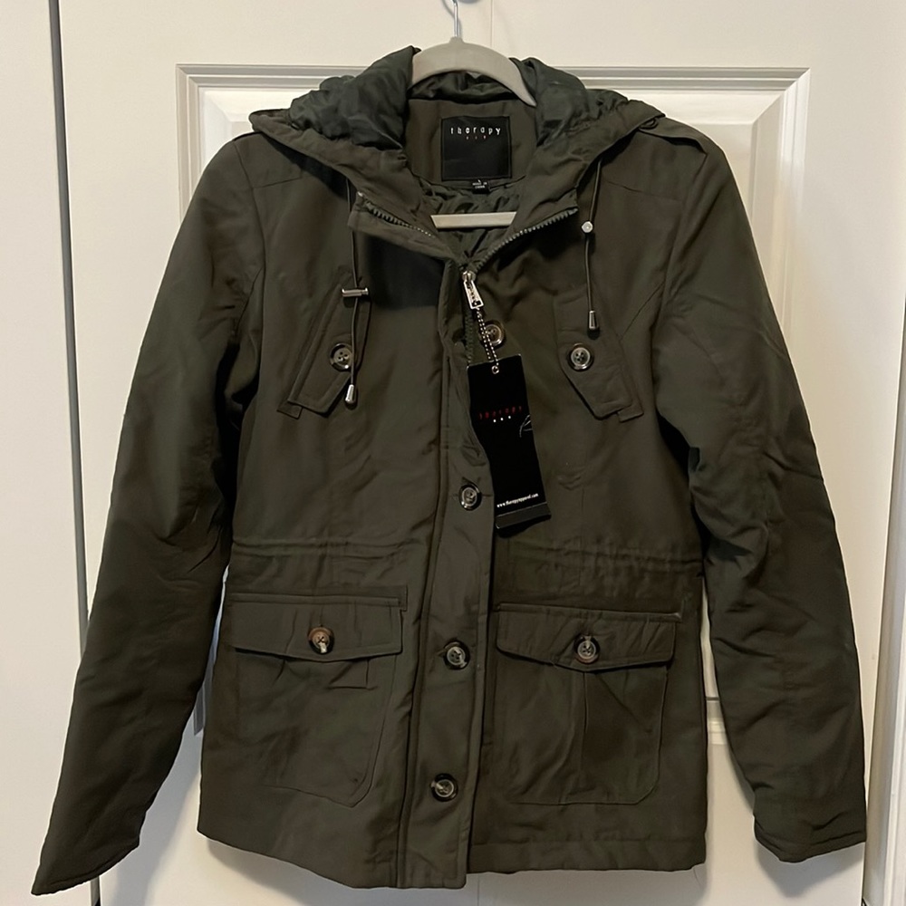 NWT | t h e r a p y | Loden Utility Jacket | Army Green | Soft Touch | L